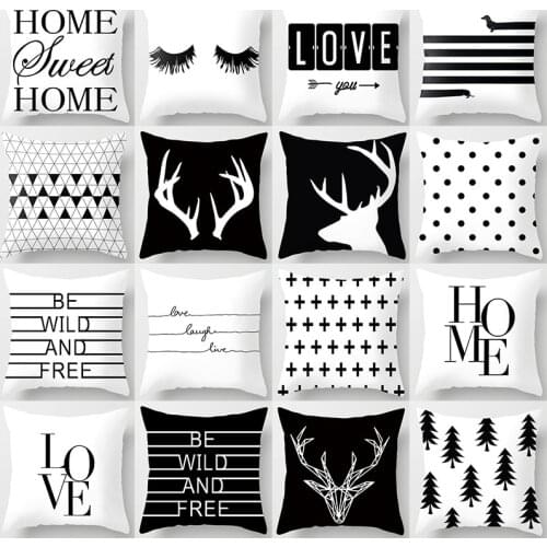 Letter Alphabet Geometric Sofa Decorative Cushion Cover Pillow Pillowcase Polyester Throw Pillow Home Decor Pillowcover 40525