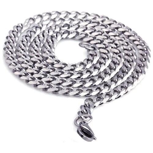 New 5mm Silver Tone Stainless Steel Boy MENS Chain Necklace