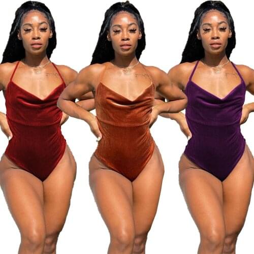 New Summer Sexy Casual Sports Mercerized Velvet Jumpsuit Nightclub Womens Swimwear