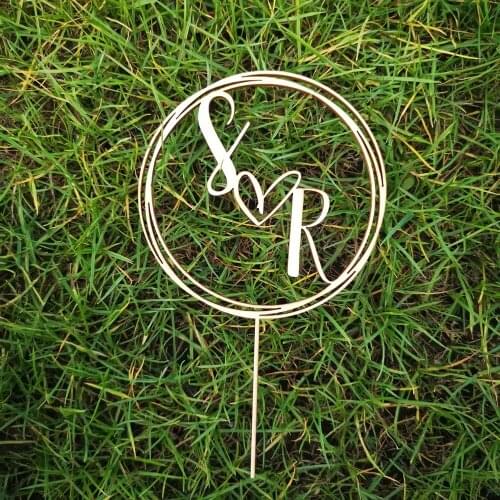 Personalized Wedding Cake Topper Custom Initial Letters Wooden Arcylic Love Couple Anniversary Party Decoration