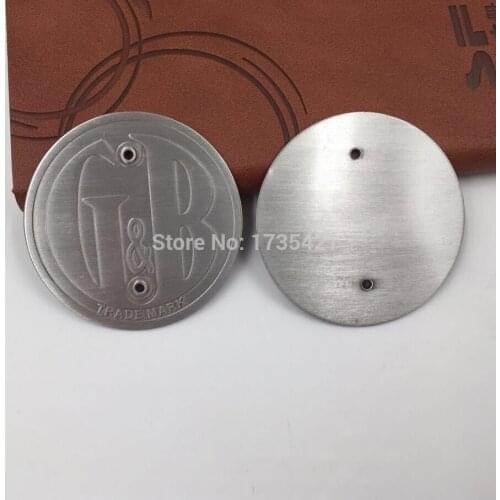 Custom size round shape silver/gold brushed stainless steel material metal tags