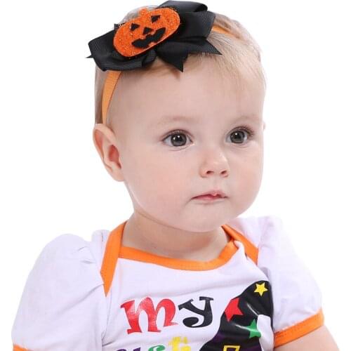 1 Piece MAYA STEPAN Children Halloween Bow Baby Hair Band Pumpkin Boy Head Baby Newborn Hair Rope Headband Headwear Headwrap