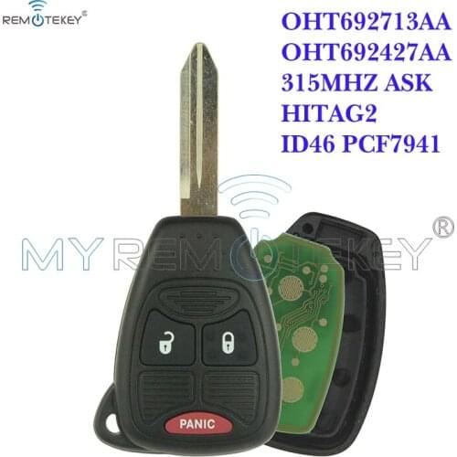 Remtekey Remote Head Key 3 Button 315 Mhz OHT692427AA for Dodge for Chrysler for Jeep Car Key Replacement
