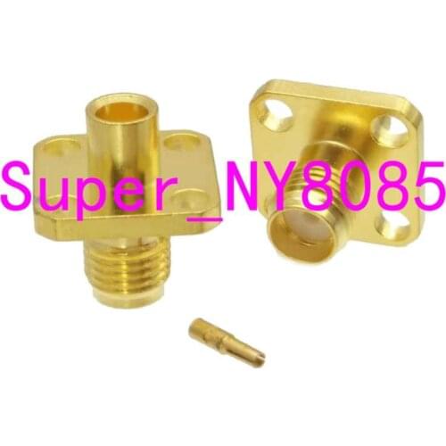 Connector SMA female jack 4-holes flange solder semi-rigid RG402 0.141"