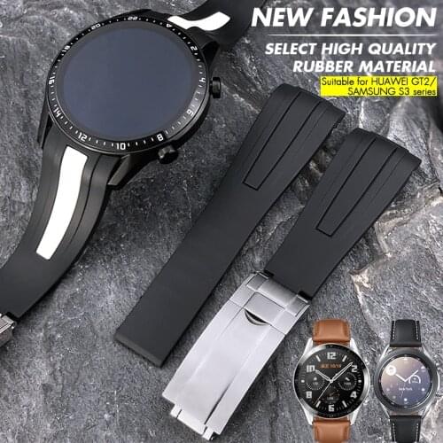 20mm 22mm High Quality Rubber Silicone Watchband Fit for Samsung Galaxy S3 S4 HUAWEI GT2 Black Soft Waterproof Sport Watch Strap