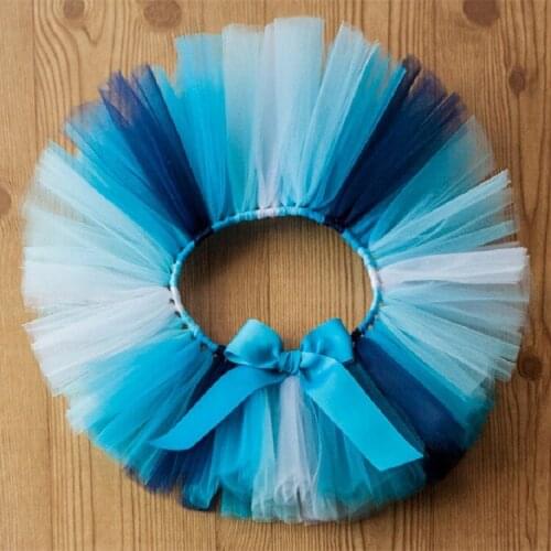 Baby Girls Blue Tutu Skirts Infant Toddler Ballet Tulle Pettiskirts Tutus with Ribbon Bow Kids Birthday Party Costume Skirts