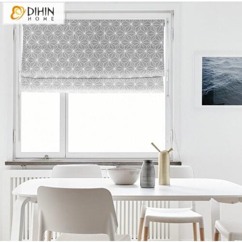Modern Geometric Diamond Printed Roman Shades Custom to Sizes Window Curtains For Living Room Free Shipping