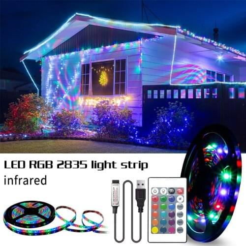 5M LED Strips Lights luces LED RGB 2835 Flexible Lamp Tape Ribbon With Diode DC5V Neon Lights For Christmas New Year Decoration