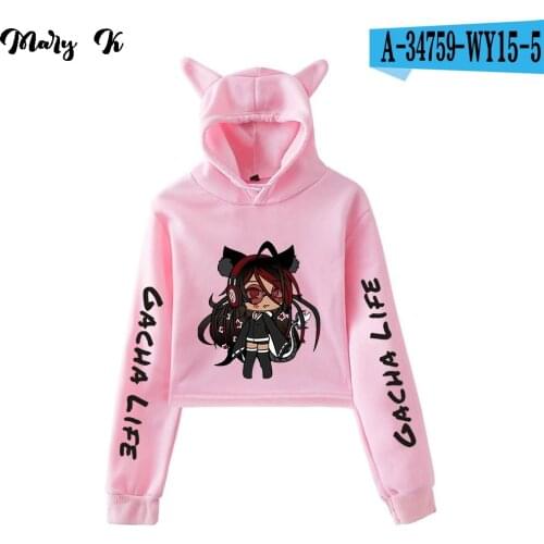 Hot Kawaii Girls Gacha Life Hoodie Kawaii Tops Hoodie Women Pullover Sailor Moon Cat Ear Cropped Hoodies Female Cool sweatshirt