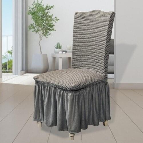 Universal Removable Non-slip Ruffle Skirt Dining Chair Cover Chair Slipcover Case for Dinning Room Banquet Wedding Restaurant