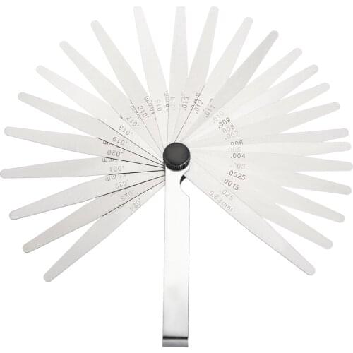 Uxcell Metric Thickness Feeler Gauge Mn Steel Measuring Tool for Gap Width 0.04-0.63mm 26 In 1