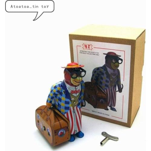 Vintage Retro Monkey on Business trip Tin toy Classic Clockwork Mechanical Wind Up Robot Tin Toy For Adult Kids Collectible Gift
