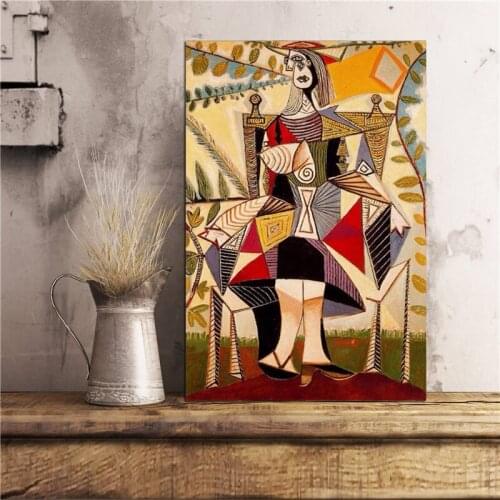 Woman Sitting In The Garden Pablos Picassos HD Wall Art Canvas Posters Prints Painting Wall Pictures For Living Room Home Decor