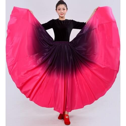 Belly dance big swing skirt performance Gypsy wear Women Costumes Lady dancing dress Satin Long Spanish Skirt Long Dance Skirts
