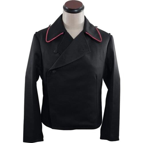 GUDI-005 WWII German Heer hot pink collar thread panzer black gabardine wrap jacket
