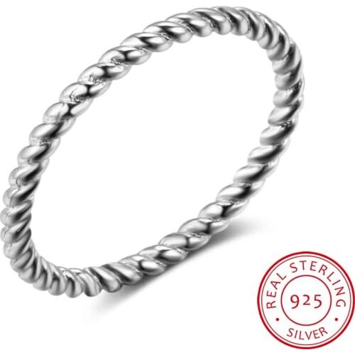 925 Sterling Sliver Rings for Women Rope Shape Wedding Rings Trendy Silver Jewelry Engagement Anniversary Gift (RI102772)