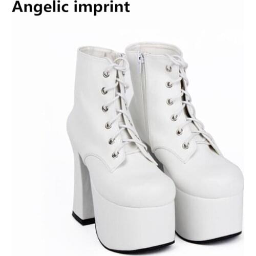 Angelic imprint mori girl Women motorcycle punk ankle boots lady high heels lolita shoes woman princess dress party pumps 12.5cm