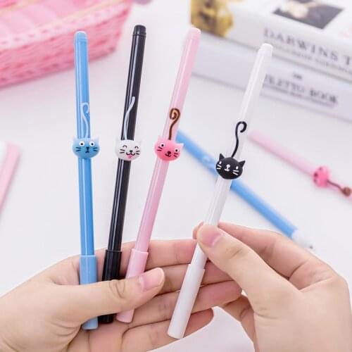 0.5mm Kawaii Plastic Ink Korean cute Creative Gel Pen Cartoon Cat Neutral Pens For School Writing Office Supplies Pen Stationery