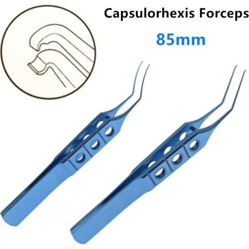 1PCS Titanium Blomberg Pierse Capsulorhexis Forceps 85mm Angle/ curved ophthalmic surgery instrument