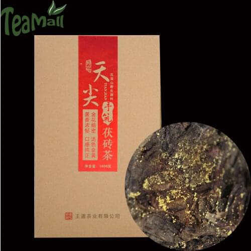 2015 Dark Chinese Tea Hunan Anhua Golden Flower Tianjian Fuzhuan Compressed Tea 1kg