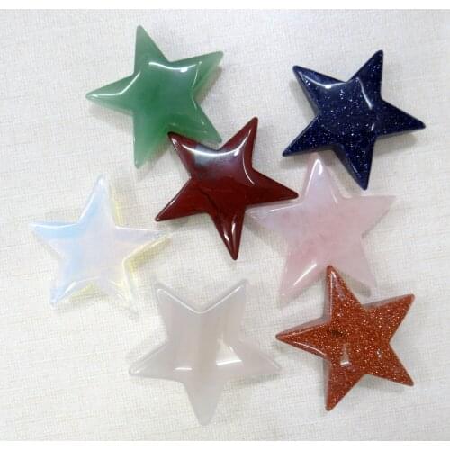 2020 New Natural stone Quartz Crystal opal Aventurine carving Steen star Pendant for diy Jewelry making necklace No Hole 5pcs
