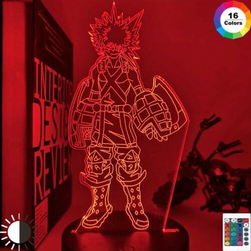 3D Lamp Katsuki Bakugo Figure Kids Bedroom Nightlight Led Touch Sensor Room Lighting Anime My Hero Academia Gift Led Night Light