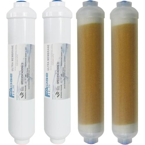 2" Diameter x 10-Inch Inline Ion-Exchange Resin Filter And Inline Ultra Membrane Filter For Diode Laser Machine Cooling - 4 PACK