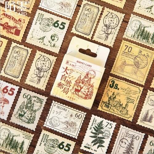 46pcs Nature post office special-shaped hand account decoration boxed stickers Stationery affair Diary Planner junk journal