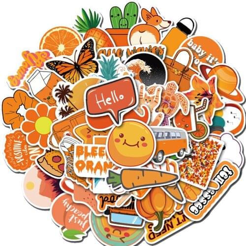50pcs Cute Orange Style Graffiti Stickers in Notebook Photo Album Luggage Laptop Waterproof Motorcycle Helmet DIY Decal Sticker
