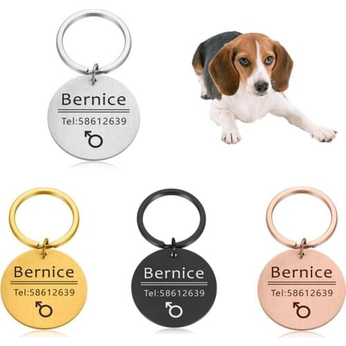 Free Engraved Pet ID Tag Dog Collar Accessories Decoration Pet Name Number Collars Stainless Steel Cat Tag Customized Tag