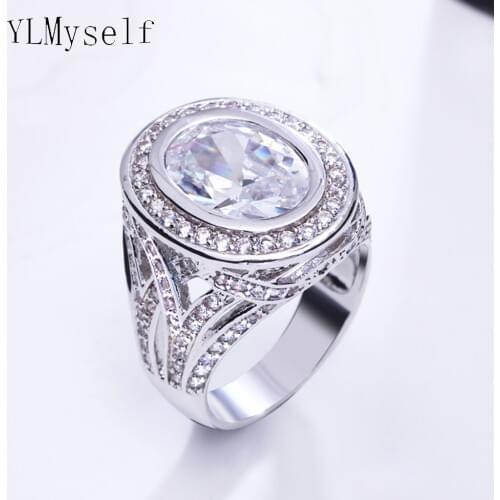 Big oval stone ring silver color pave crystal aneis anillos high quality as photo jewellery female large rings