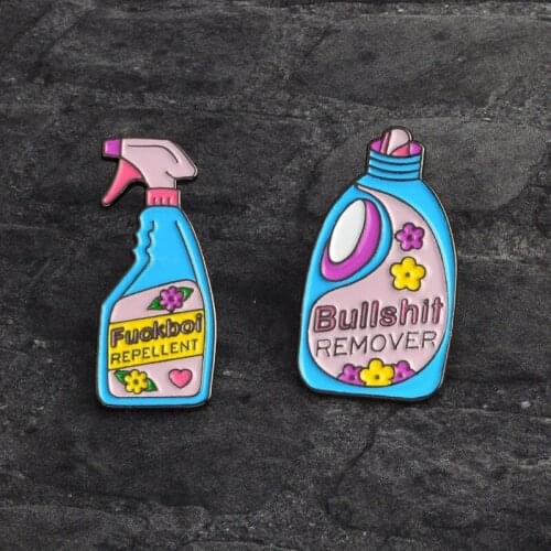 Repellent Spray Detergent laundry liquid Cleaning agent Brooch wholesale Pins Button Cartoon Enamel Lapel Pin Badge Jewelry