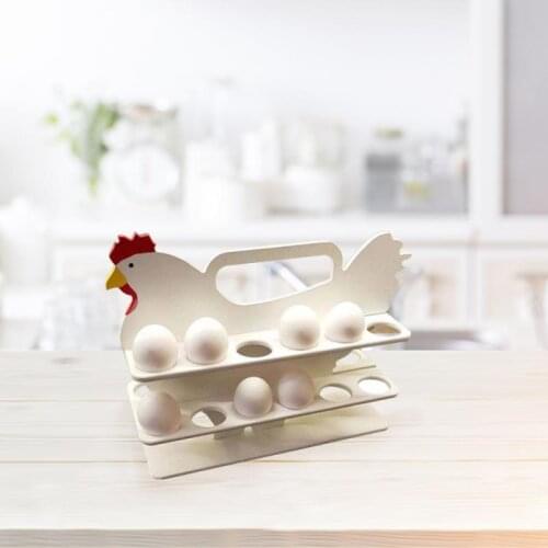 Hen Decoration Egg Storage Rack Detachable 3-Tier Display Organizer Cartoon Wooden Egg Storage Shelf Home Kitchen Accessories