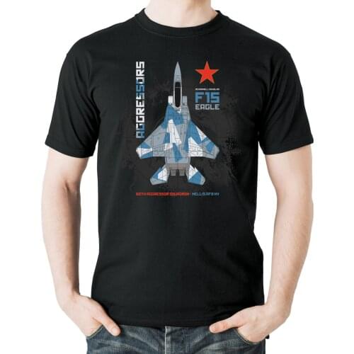 Aggressor F-15 Eagle Fighter Printed T Shirt. Aviation Themed Summer Cotton Short Sleeve O-Neck Mens T Shirt New S-3XL
