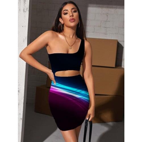Giyu Brand Colorful Dresses Women Psychedelic Halter Sleeveless Abstract Hollow out Dresses Art Vestido Sexy Womens Clothing