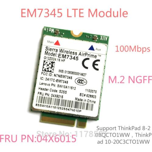 GOBI5000 EM7345 LTE FRU 04X6015 ThinkPad 10 ThinkPad 8 WWAN HSPA+ 42Mbps 4G Module NGFF