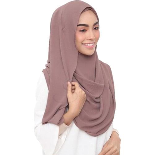 JTVOVO RUNMEIFA 2021 New Muslim Double Chiffon Womens Fashion Hijab Monochrome Light Veil Femme Musulman Scarf Shawl Islam Hats