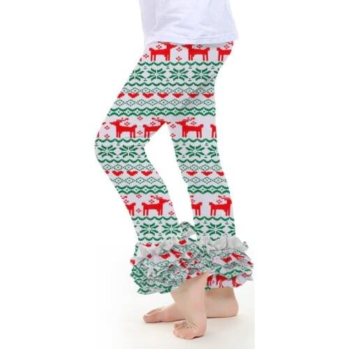 Kaiya Angel girls leggings ruffle pants 2017 Christmas girls pants Cotton toddler leggings Fall toddler pants leggings girl