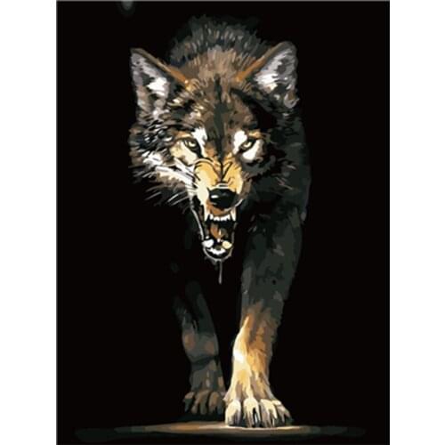Oil Painting By Numbers Animal HandPainted Wolf DIY Picture Art Kits Drawing Canvas Gift Home Decoration Wall Art 40x50CM