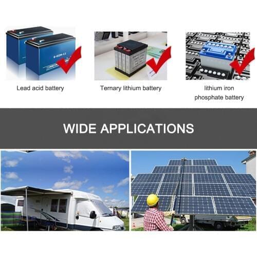 100A Solar Panel Controller 12 V/24V Adjustable LCD Display Solar Panel Regulator with Dual USB Port, Charge 3 Kinds