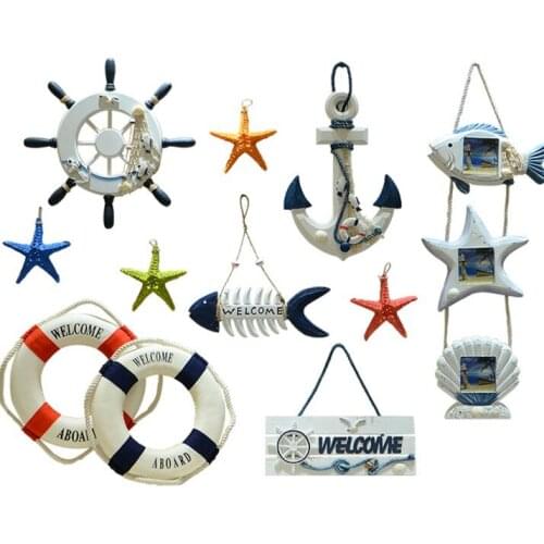 Creative European Sea World Household Wall Hanging Decoration Mediterranean Style 3D Starfish Rudder Anchor /Nautical Home Decor