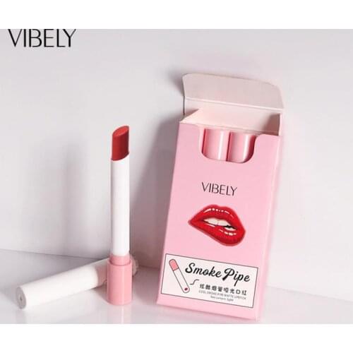 Personality 4Pc/Sets Cigarette Shape Lipstick Velvet Matte Waterproof Long-lasting Smoke Tube Lipstick Lip Makeup Cosmetic TSLM1