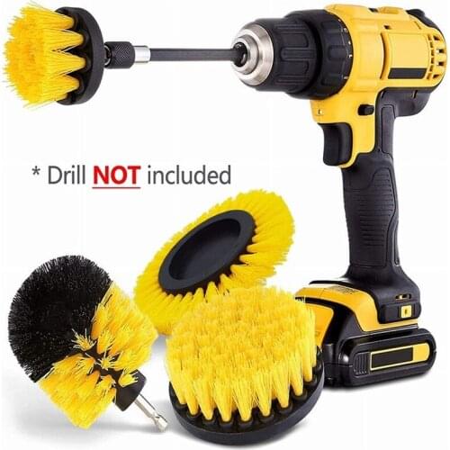 5pcs/set Drill Brush Cleaner Scrubbing Brushes with Extension Rod for Car Grout Tub Shower Kitchen Auto Care Cleaning Tools