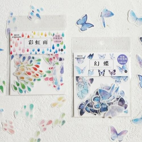 20-40Pcs/Bag Cute Butterfly sakura foods decoration paper sticker package DIY diary decoration sticker album scrapbooking