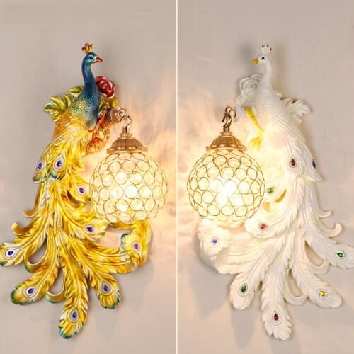 Nordic Wall Lamp Creative Hotel Hall Bedroom Living room Background Wall Art Wall Lights Bedside Aisle Peacock Phoenix Wall Lamp