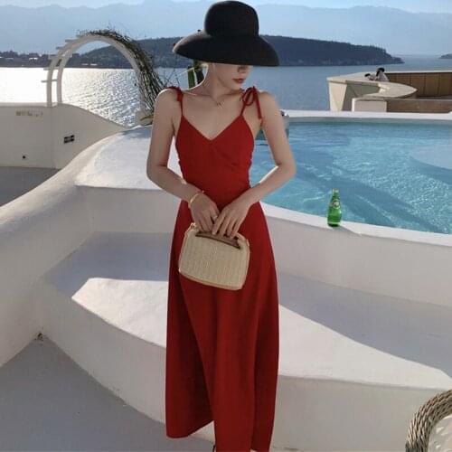 New arrival fashion summer long party dressy outfits women OL elegant sexy strap backless bandage chiffon vacation clothes robe