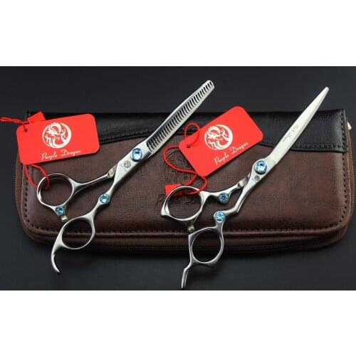 Best 6'' Gems Silvery Hairdressing Scissors With Bag JP 440C 62HRC Home & Salon Cutting Scissors Thinning Shears Hair Scissors