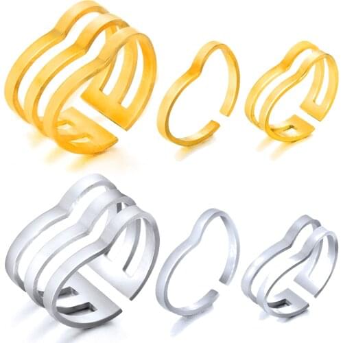 2018 New Trendy Golden Silver Color Stainless Steel Wedding Band Engagement Rings Set For Women Men Jewelry Accessories Gift