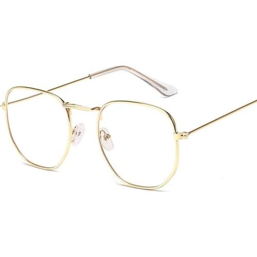 Small Hexagon Alloy Gold Frame Glasses Classic Retro Optics Eyeglasses Transparent Clear Lens Women Men Espectacles Female