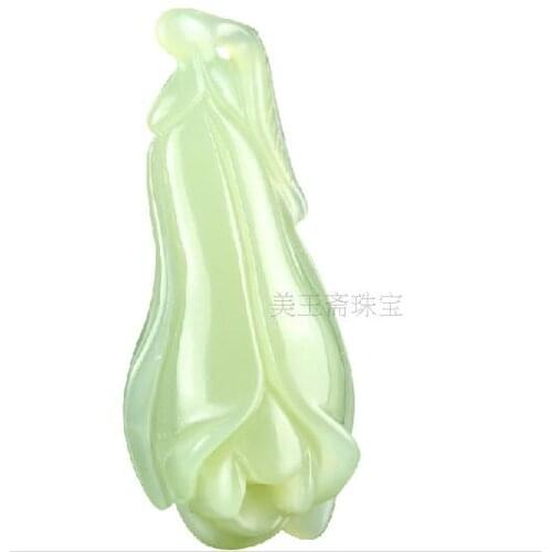 Orchid Jade Pendant Hetian Green White Xinjiang Jade Flower Pendant Womens серьги earrings браслет мужской кольца